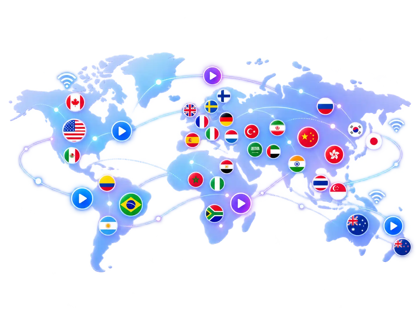 IPTV world map showing international streaming regions